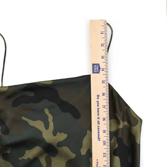 Alice + Olivia Harmon Top Camo Cami Drape Slip Tank Cowl Neck Camisole Green S - Picture 10 of 14